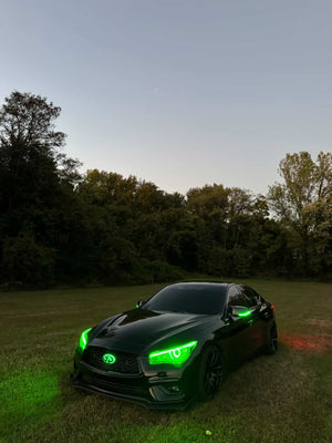 2014-2024 Infiniti Q50 RGBW Flow Series LED DRL Prebuilt Custom Headlights - AutoLEDTech.com