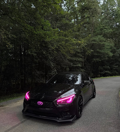 2014-2024 Infiniti Q50 RGBW Flow Series LED DRL Prebuilt Custom Headlights - AutoLEDTech.com