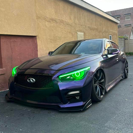 2014-2024 Infiniti Q50 RGBW Flow Series LED DRL Prebuilt Custom Headlights - AutoLEDTech.com
