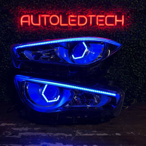 2014-2024 Infiniti Q50 RGBW Flow Series LED DRL Prebuilt Custom Headlights - AutoLEDTech.com