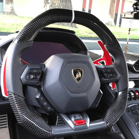 2014-2024 Lamborghini Huracan Custom Carbon Fiber Steering Wheel - AutoLEDTech.com