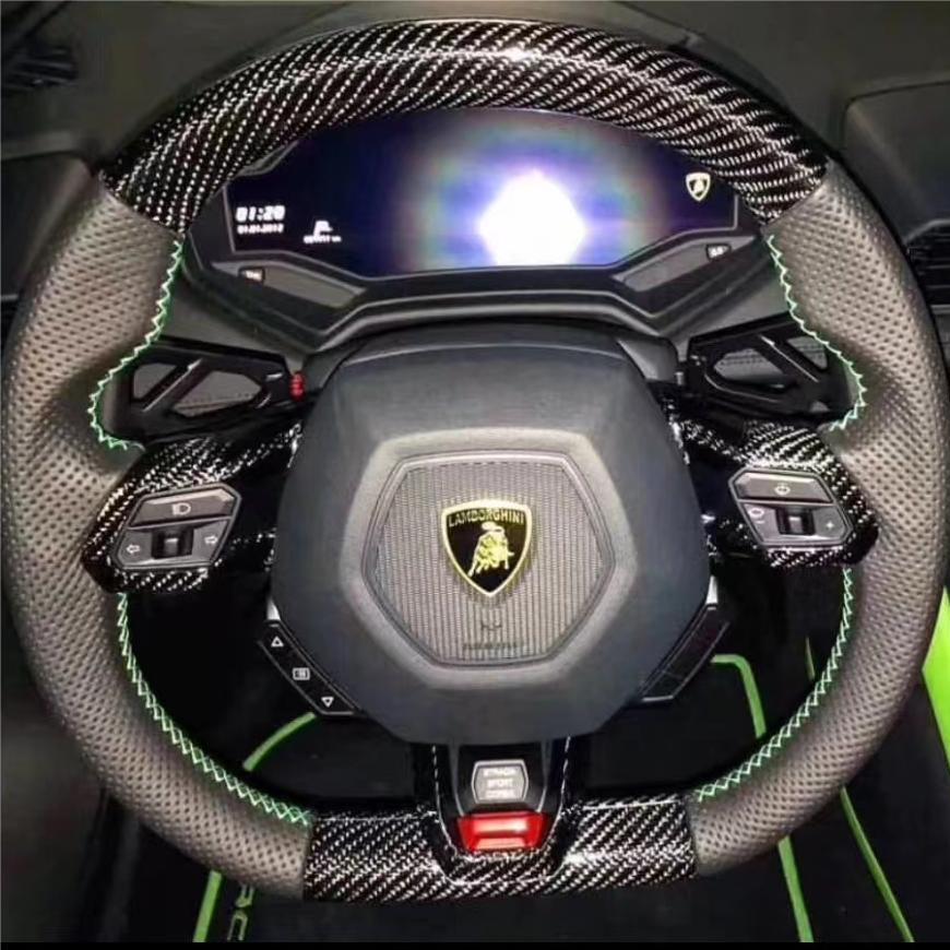 2014-2024 Lamborghini Huracan Custom Carbon Fiber Steering Wheel - AutoLEDTech.com