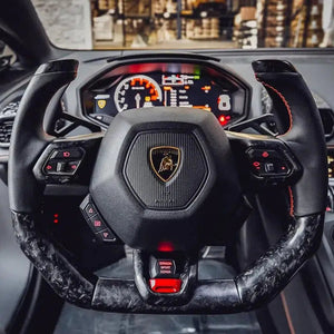 2014-2024 Lamborghini Huracan Custom Carbon Fiber Steering Wheel - AutoLEDTech.com