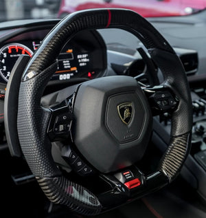 2014-2024 Lamborghini Huracan Custom Carbon Fiber Steering Wheel - AutoLEDTech.com