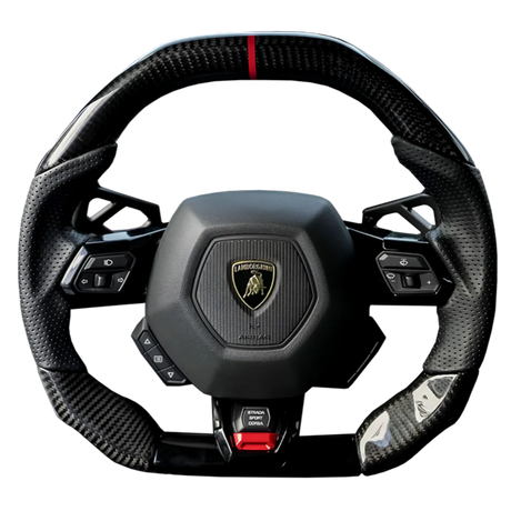 2014-2024 Lamborghini Huracan Custom Carbon Fiber Steering Wheel - AutoLEDTech.com