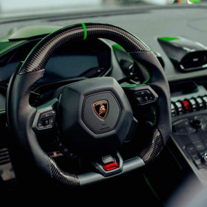 2014-2024 Lamborghini Huracan Custom Carbon Fiber Steering Wheel - AutoLEDTech.com