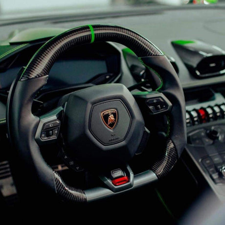 2014-2024 Lamborghini Huracan Custom Carbon Fiber Steering Wheel - AutoLEDTech.com