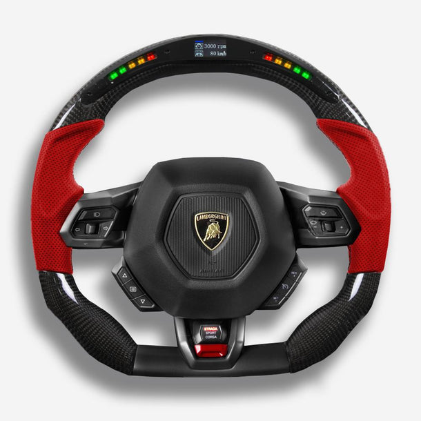 2014-2024 Lamborghini Huracan Custom Carbon Fiber Steering Wheel - AutoLEDTech.com