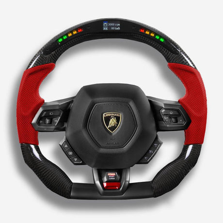 2014-2024 Lamborghini Huracan Custom Carbon Fiber Steering Wheel - AutoLEDTech.com