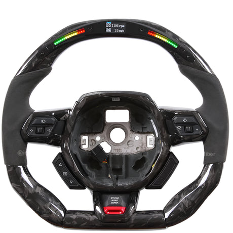 2014-2024 Lamborghini Huracan Custom Carbon Fiber Steering Wheel - AutoLEDTech.com