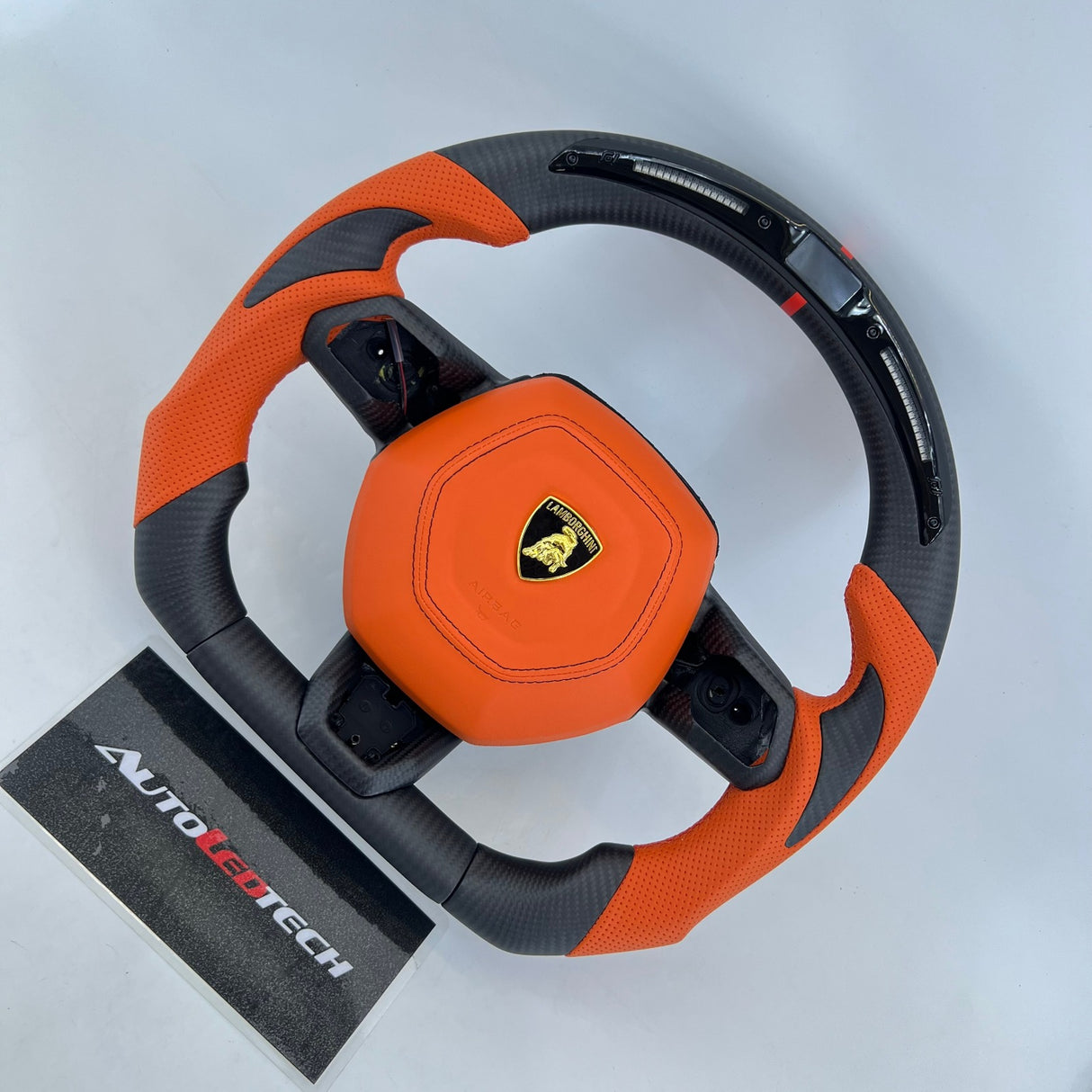 2014-2024 Lamborghini Huracan Custom Carbon Fiber Steering Wheel - AutoLEDTech.com