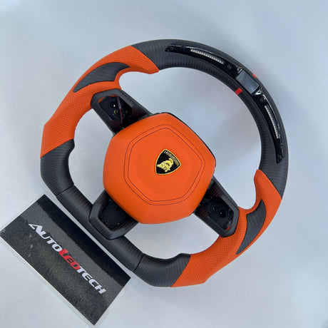 2014-2024 Lamborghini Huracan Custom Carbon Fiber Steering Wheel - AutoLEDTech.com