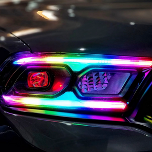 2014-2026+ Dodge Durango RGBW Flow Series LED DRL Prebuilt Headlights - AutoLEDTech.com