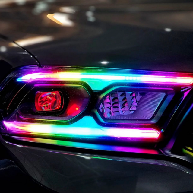 2014-2026+ Dodge Durango RGBW Flow Series LED DRL Prebuilt Headlights - AutoLEDTech.com