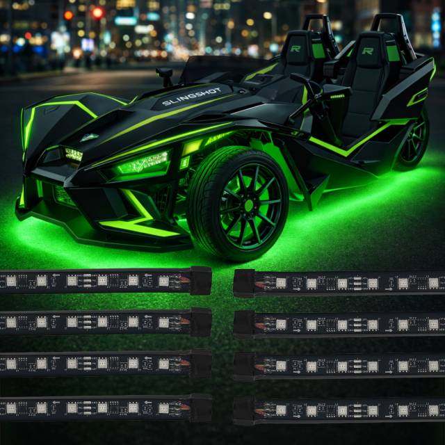 2014-2026+ Polaris Slingshot RGBW Flow Series LED Underbody Grill Lights 8-Piece - AutoLEDTech.com