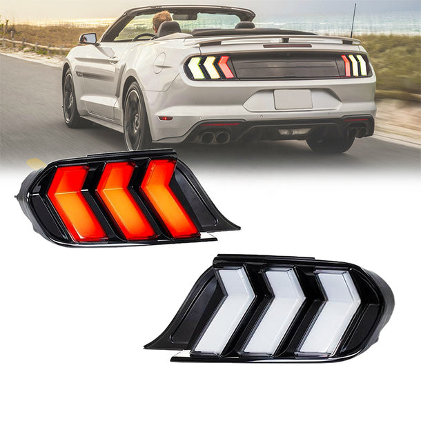 15-23 Ford Mustang S550 RGB Flow Smoked Clear LED Tail Lights