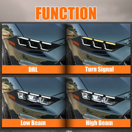2015-2017 Ford Mustang S650 Style LED DRL Headlights - AutoLEDTech.com