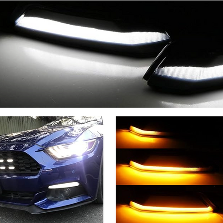 2015-2017 Ford Mustang Smoked Clear Sequential Switchback LED Side Marker Lights - AutoLEDTech.com
