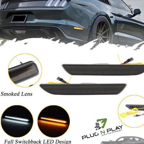 2015-2017 Ford Mustang Smoked Clear Sequential Switchback LED Side Marker Lights - AutoLEDTech.com