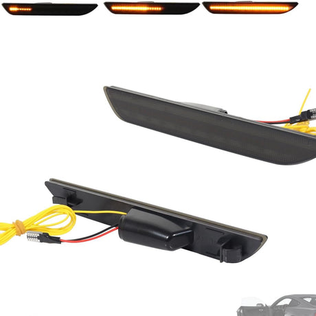 2015-2017 Ford Mustang Smoked Clear Sequential Switchback LED Side Marker Lights - AutoLEDTech.com
