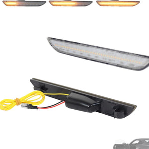 2015-2017 Ford Mustang Smoked Clear Sequential Switchback LED Side Marker Lights - AutoLEDTech.com