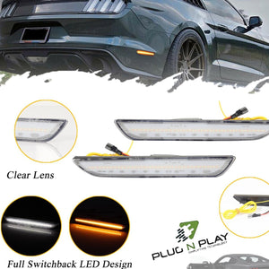 2015-2017 Ford Mustang Smoked Clear Sequential Switchback LED Side Marker Lights - AutoLEDTech.com