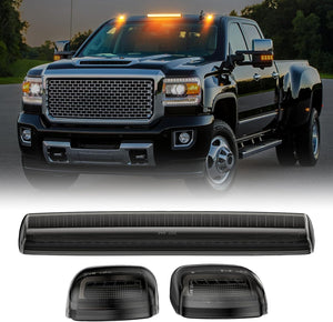 2015-2019 GMC Chevy HD Smoked White Amber LED Roof Cab Lights - AutoLEDTech.com