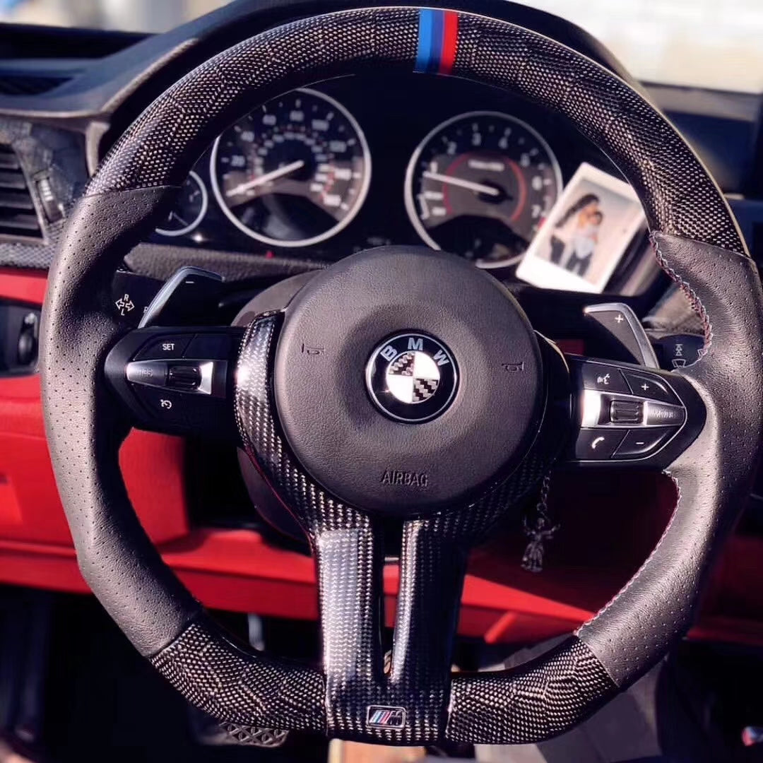 2015-2020 BMW M2 M3 M4 Custom Carbon Fiber Steering Wheel - AutoLEDTech.com