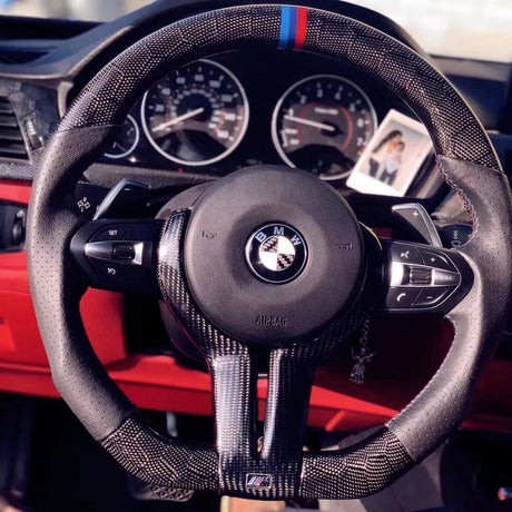 2015-2020 BMW M2 M3 M4 Custom Carbon Fiber Steering Wheel - AutoLEDTech.com