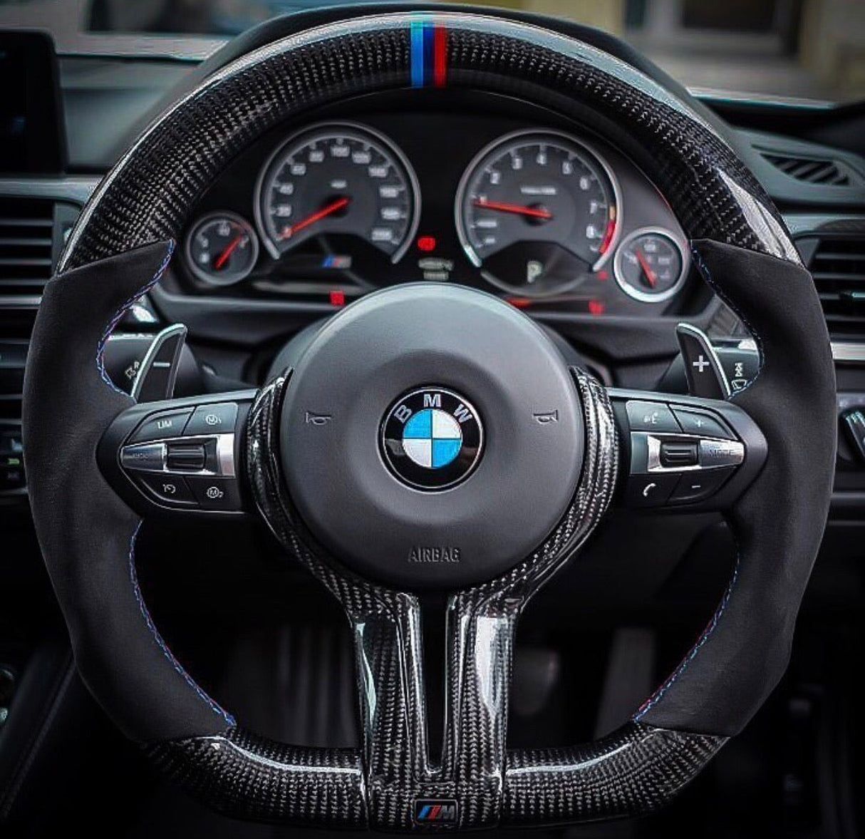 2015-2020 BMW M2 M3 M4 Custom Carbon Fiber Steering Wheel - AutoLEDTech.com
