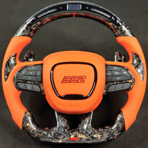 2015-2023 Dodge Charger Challenger Custom Carbon Fiber LED Steering Wheel - AutoLEDTech.com
