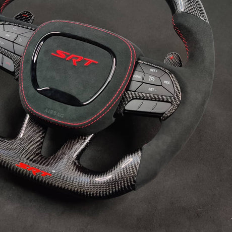 2015-2023 Dodge Charger Challenger Custom Carbon Fiber LED Steering Wheel - AutoLEDTech.com