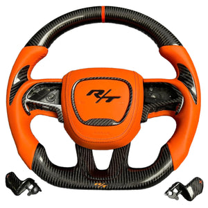 2015-2023 Dodge Charger Challenger Custom Carbon Fiber LED Steering Wheel - AutoLEDTech.com