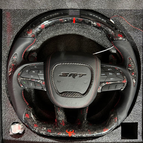2015-2023 Dodge Charger Challenger Custom Carbon Fiber LED Steering Wheel - AutoLEDTech.com