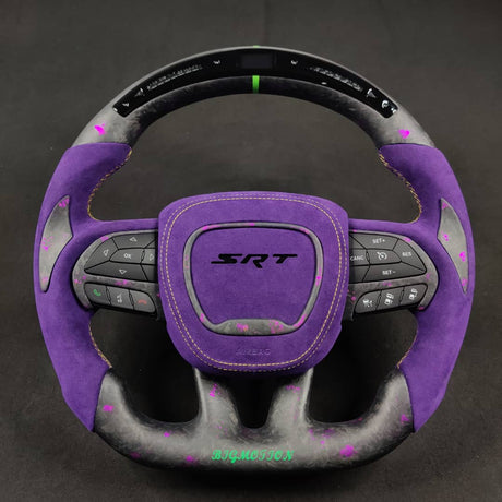 2015-2023 Dodge Charger Challenger Custom Carbon Fiber LED Steering Wheel - AutoLEDTech.com