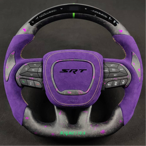 2015-2023 Dodge Charger Challenger Custom Carbon Fiber LED Steering Wheel - AutoLEDTech.com