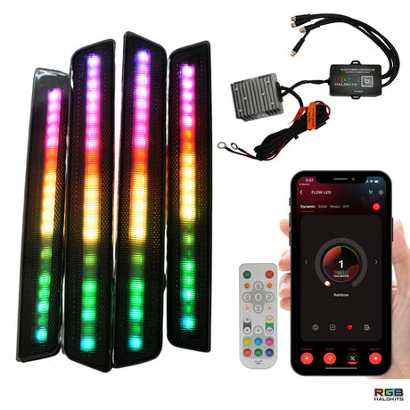 2015-2023 Dodge Challenger RGB Flow Series LED Smoked Side Marker Lights - AutoLEDTech.com