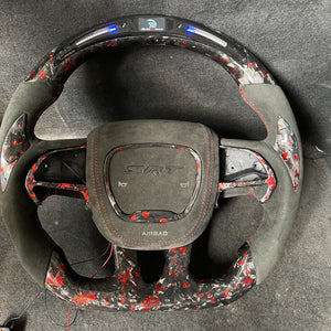 2015-2023 Dodge Charger Challenger Custom Carbon Fiber LED Steering Wheel - AutoLEDTech.com