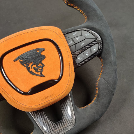 2015-2023 Dodge Charger Challenger Custom Carbon Fiber LED Steering Wheel - AutoLEDTech.com