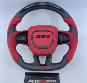 2015-2023 Dodge Charger Challenger Custom Carbon Fiber LED Steering Wheel - AutoLEDTech.com
