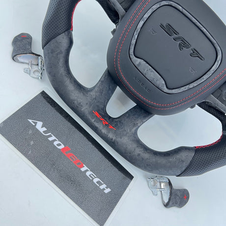 2015-2023 Dodge Charger Challenger Custom Carbon Fiber LED Steering Wheel - AutoLEDTech.com