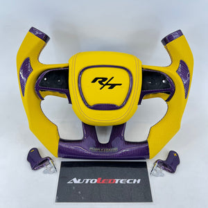 2015-2023 Dodge Charger Challenger Custom Carbon Fiber LED Steering Wheel - AutoLEDTech.com