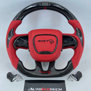 2015-2023 Dodge Charger Challenger Custom Carbon Fiber LED Steering Wheel - AutoLEDTech.com