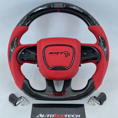 2015-2023 Dodge Charger Challenger Custom Carbon Fiber LED Steering Wheel - AutoLEDTech.com