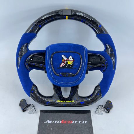 2015-2023 Dodge Charger Challenger Custom Carbon Fiber LED Steering Wheel - AutoLEDTech.com