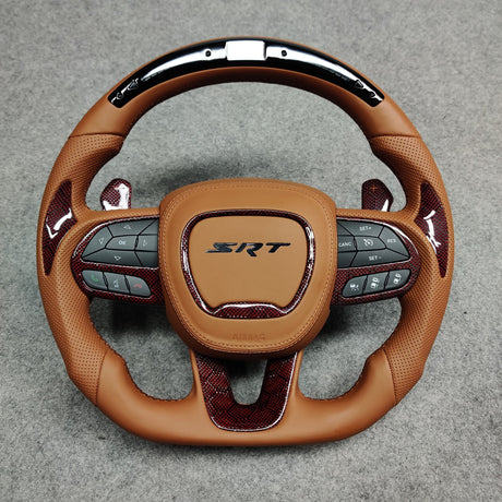 2015-2023 Dodge Charger Challenger Custom Carbon Fiber LED Steering Wheel - AutoLEDTech.com