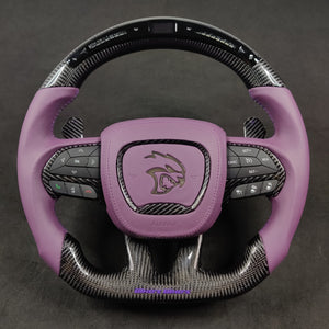 2015-2023 Dodge Charger Challenger Custom Carbon Fiber LED Steering Wheel - AutoLEDTech.com