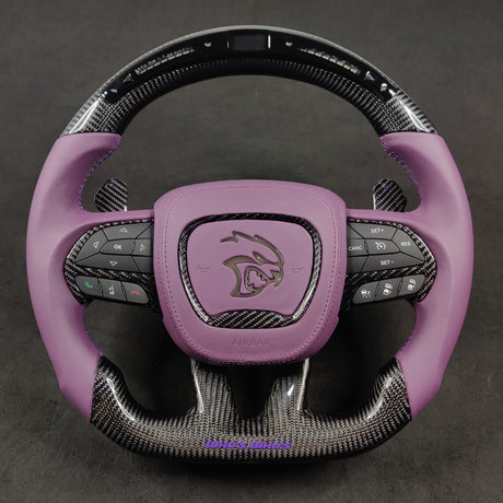 2015-2023 Dodge Charger Challenger Custom Carbon Fiber LED Steering Wheel - AutoLEDTech.com