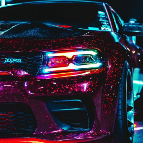 2015-2023 Dodge Charger Durango-Style RGBW Flow Series LED DRL Headlights - AutoLEDTech.com