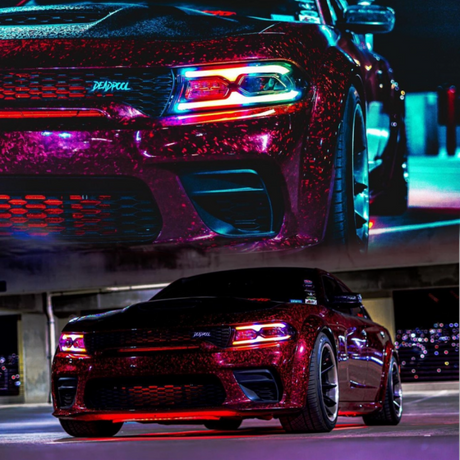 2015-2023 Dodge Charger Durango-Style RGBW Flow Series LED DRL Headlights - AutoLEDTech.com
